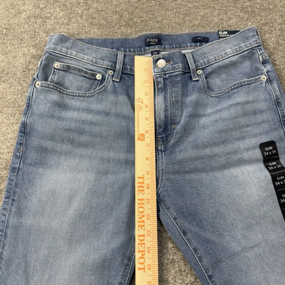 J.Crew‎ Mens Slim Signature Flex Jeans Light Wash Denim Blue 34x34 Stretch NWT